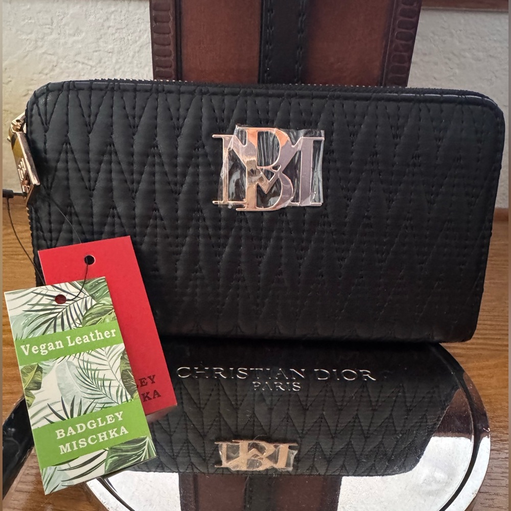 Badgley Mischka Black Wallet with Gold Accents